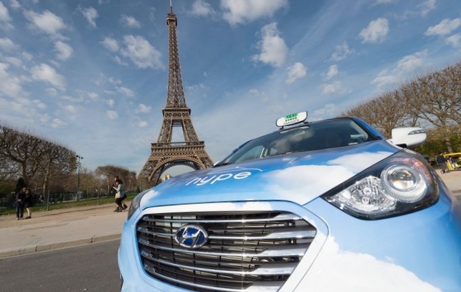 В париже появится парк водородных такси hyundai